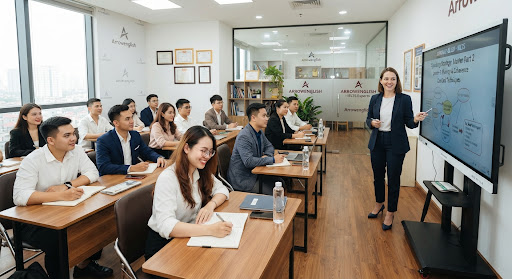 Cơ sở vật chất hiện đại tại trung tâm luyện thi IELTS Arrowenglish